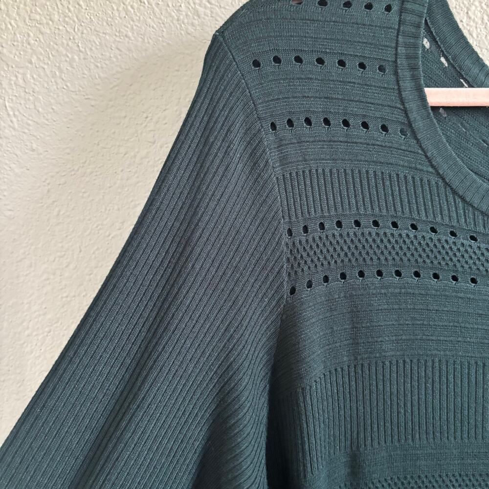 Eliza J Green Long Sleeve Sweater Dress Knee Length Exposed back zipper Sz 3XL - Picture 3 of 12